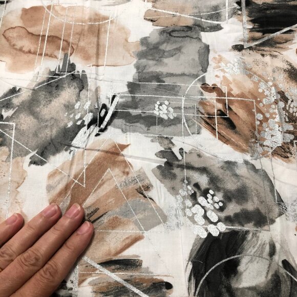 potholder gray tan silver geometrics quilted Pot holders handmade Abstract art - Picture 3 of 6